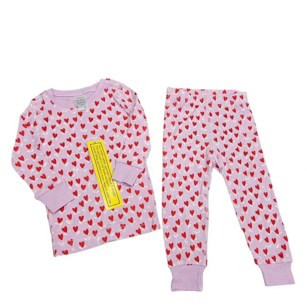 Hanna‎ Andersson Pajama Set 8 Red Heart Tencel Modal Sleepwear Hannasoft NWT